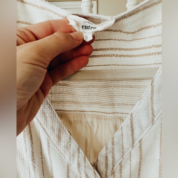 Entro lightweight linen button down dress in cream - Picture 3 of 3